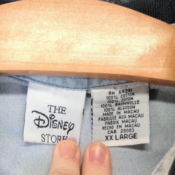 The Disney Store Mens Mickey Mouse Polo Shirt Red Plaid XXL Long Sleeve Cotton - Picture 10 of 13